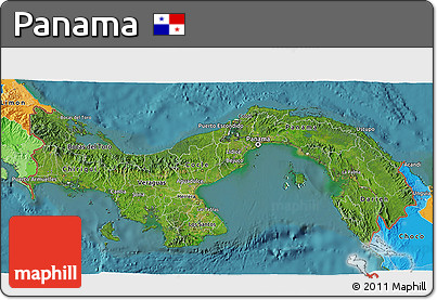 Satellite 3D Map of Panama, political outside, satellite sea