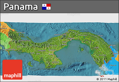 Satellite 3D Map of Panama, political outside, satellite sea