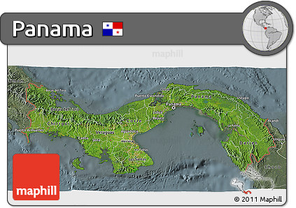 Satellite 3D Map of Panama, semi-desaturated