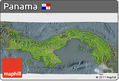 Satellite 3D Map of Panama, semi-desaturated