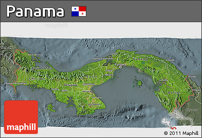 Satellite 3D Map of Panama, semi-desaturated