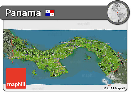Satellite 3D Map of Panama, semi-desaturated, land only