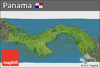 Satellite 3D Map of Panama, semi-desaturated, land only
