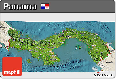 Satellite 3D Map of Panama, shaded relief outside, satellite sea