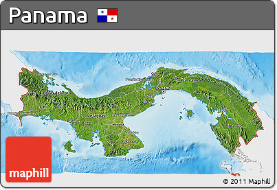 Satellite 3D Map of Panama, single color outside, shaded relief sea
