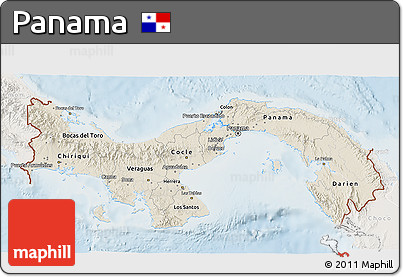 Shaded Relief 3D Map of Panama, lighten