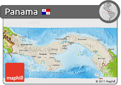 Shaded Relief 3D Map of Panama, physical outside