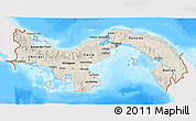 Shaded Relief 3D Map of Panama, single color outside, bathymetry sea