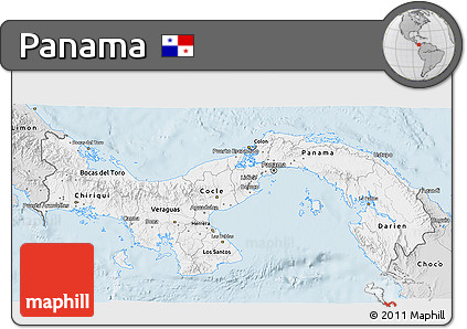 Silver Style 3D Map of Panama