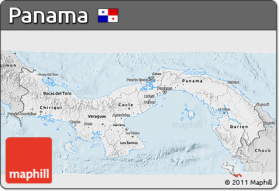 Silver Style 3D Map of Panama