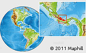 Physical Location Map of Bocas del Toro