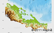 Physical Map of Bocas del Toro, single color outside