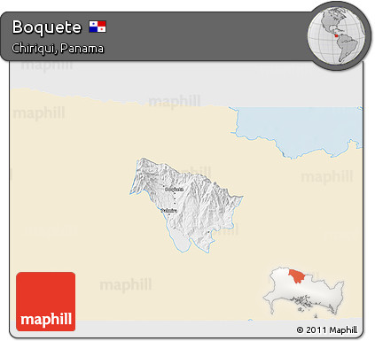 Classic Style 3D Map of Boquete, single color outside
