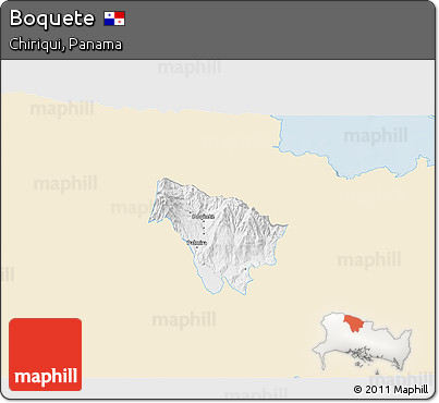 Classic Style 3D Map of Boquete, single color outside