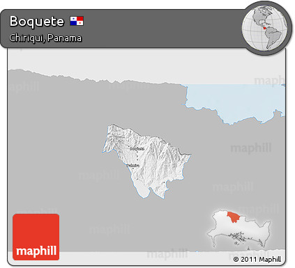 Gray 3D Map of Boquete, single color outside