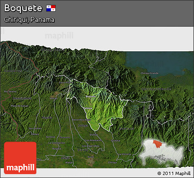 Satellite 3D Map of Boquete, darken