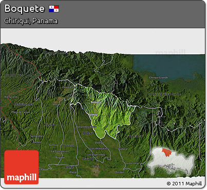 Satellite 3D Map of Boquete, darken