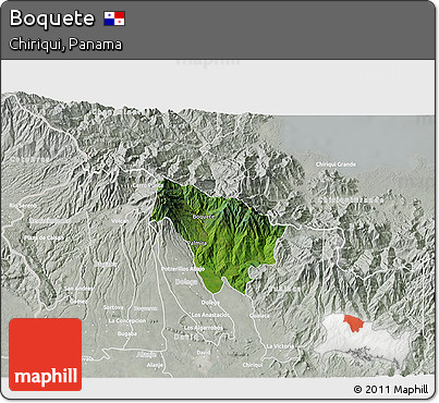 Satellite 3D Map of Boquete, lighten, semi-desaturated