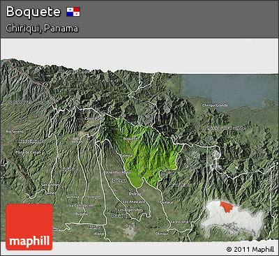 Satellite 3D Map of Boquete, semi-desaturated