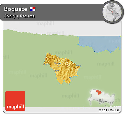 Savanna Style 3D Map of Boquete, single color outside