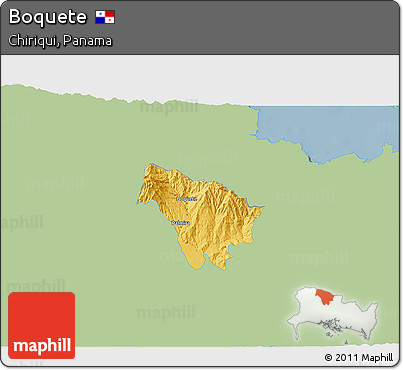 Savanna Style 3D Map of Boquete, single color outside