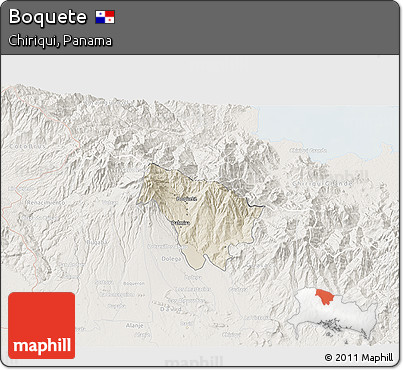 Shaded Relief 3D Map of Boquete, lighten