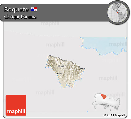 Shaded Relief 3D Map of Boquete, single color outside