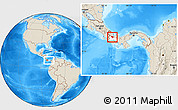 Shaded Relief Location Map of Boquete, highlighted parent region, within the entire country