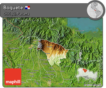 Physical Map of Boquete, satellite outside