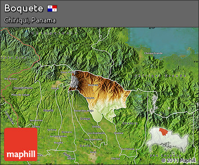 Physical Map of Boquete, satellite outside