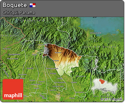 Physical Map of Boquete, satellite outside