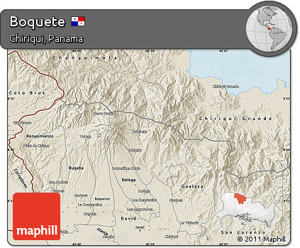 Shaded Relief Map of Boquete