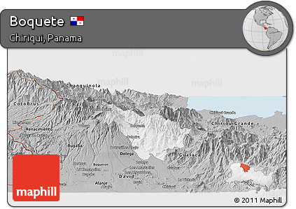 Gray Panoramic Map of Boquete