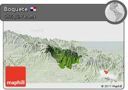 Satellite Panoramic Map of Boquete, lighten