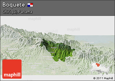 Satellite Panoramic Map of Boquete, lighten