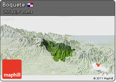 Satellite Panoramic Map of Boquete, lighten