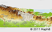 Shaded Relief Panoramic Map of Boquete, physical outside