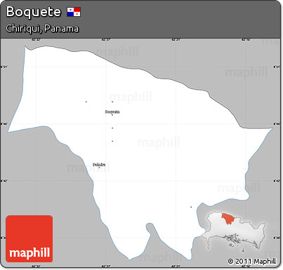 Gray Simple Map of Boquete, single color outside