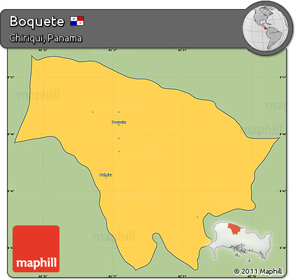 Savanna Style Simple Map of Boquete, cropped outside