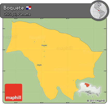 Savanna Style Simple Map of Boquete, single color outside