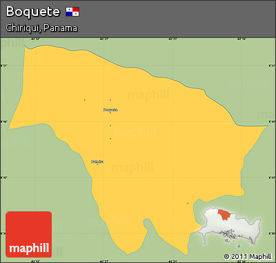 Savanna Style Simple Map of Boquete, single color outside