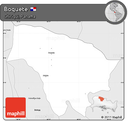 Silver Style Simple Map of Boquete