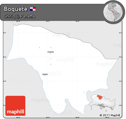 Silver Style Simple Map of Boquete, single color outside