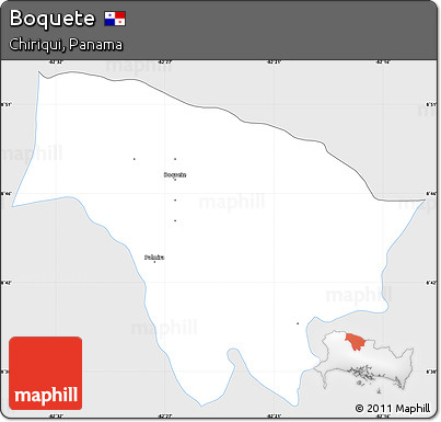 Silver Style Simple Map of Boquete, single color outside