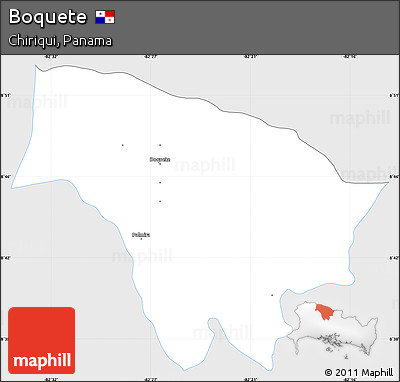 Silver Style Simple Map of Boquete, single color outside