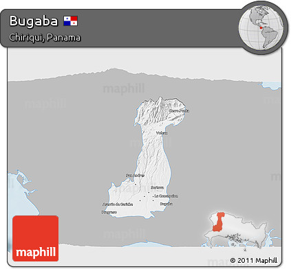 Gray 3D Map of Bugaba, single color outside