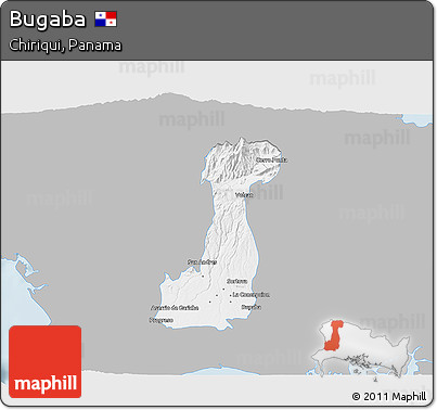 Gray 3D Map of Bugaba, single color outside