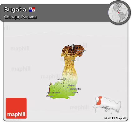 Physical 3D Map of Bugaba, cropped outside
