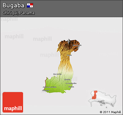 Physical 3D Map of Bugaba, cropped outside
