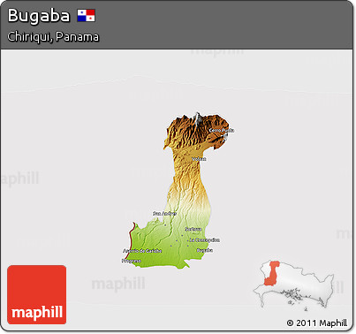 Physical 3D Map of Bugaba, cropped outside